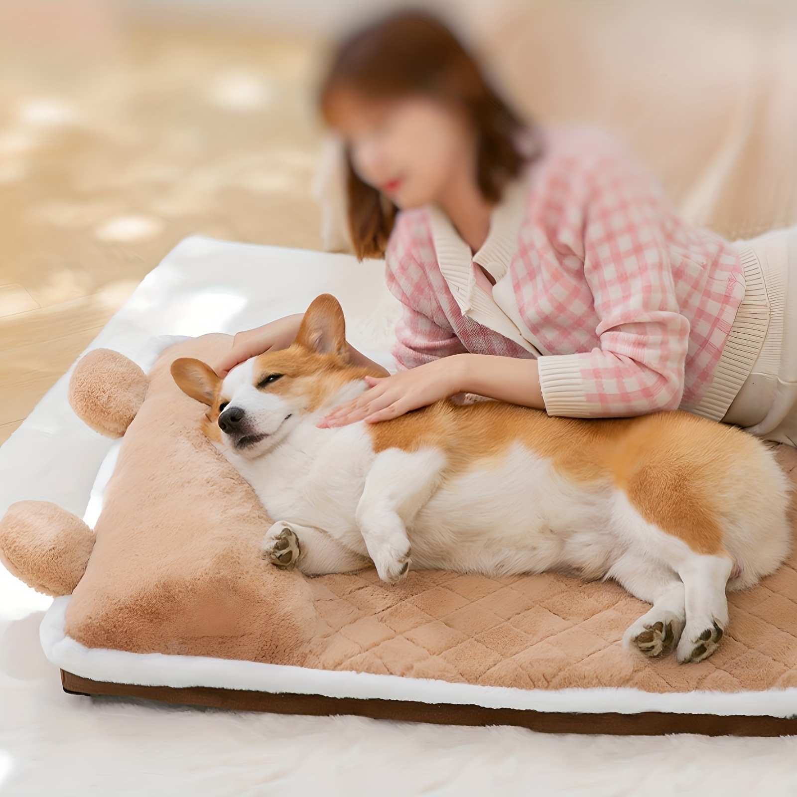 犬用ベッド 小型・中型・大型犬・猫用 かわいい居心地の良い枕付き