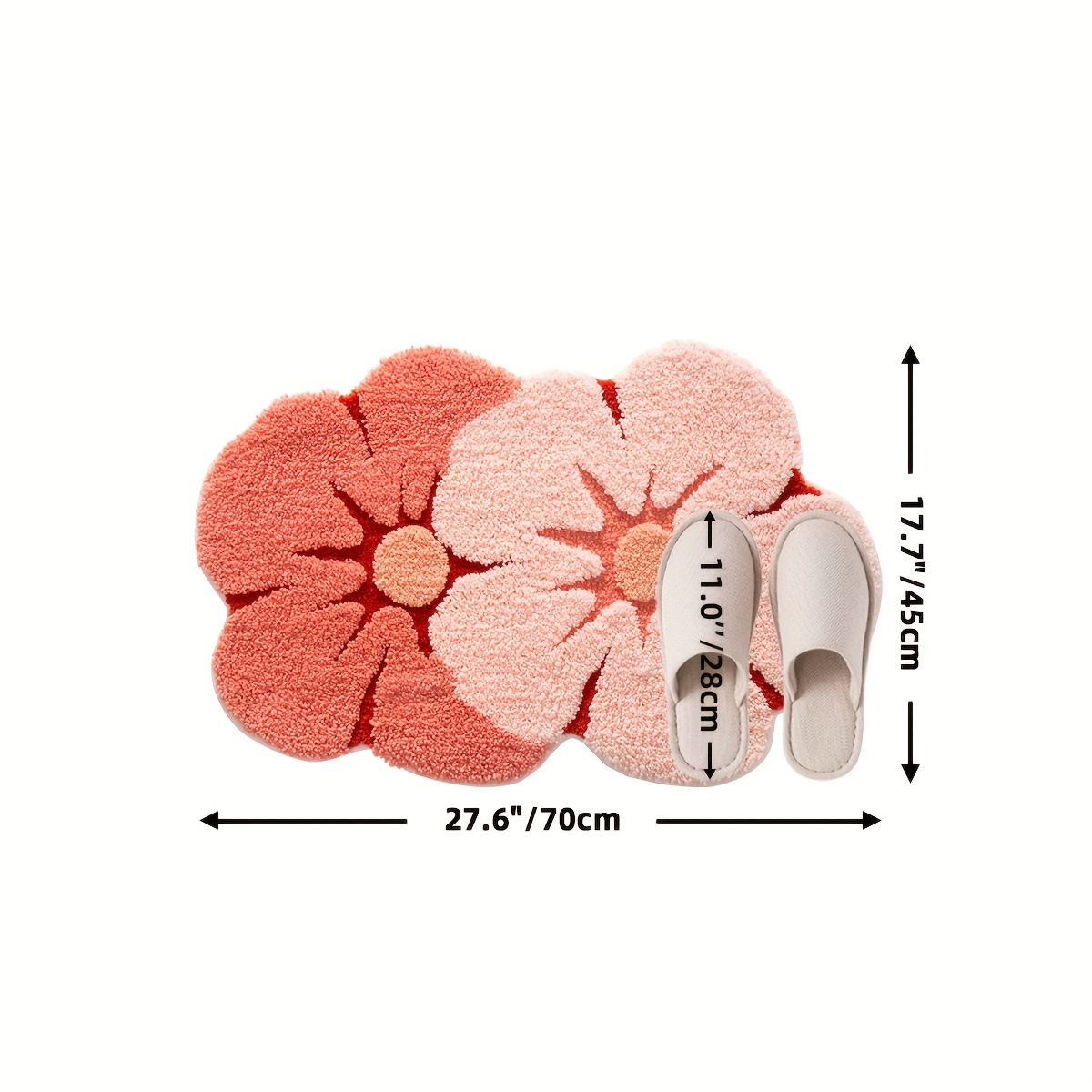 E-shop 1 Stück Zweifarbiges Blumenmuster Badezimmer Bodenmatte, Premium Weiche Bequeme Badewannenmatte, Maschinenwaschbare Flockmatte, TPR-Boden