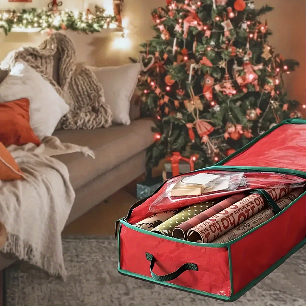 Sac de rangement d'arbre de Noël avec poignée sac de rangement domestique  grande capacité anti - poussière Oxford (rouge)