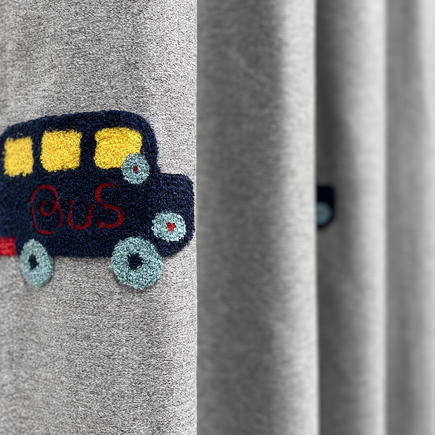 Grey Cartoon Car Embroidery Curtains Blackout Curtains - Temu