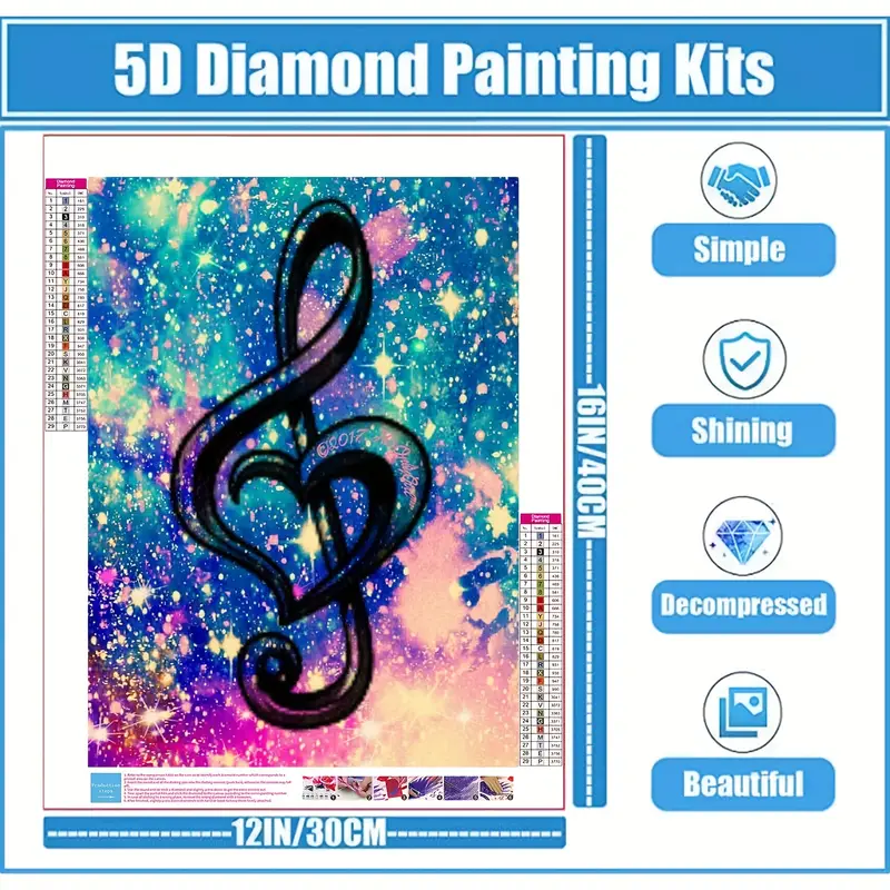 Starry Sky Music Notation Diamond Painting Number Kits - Temu