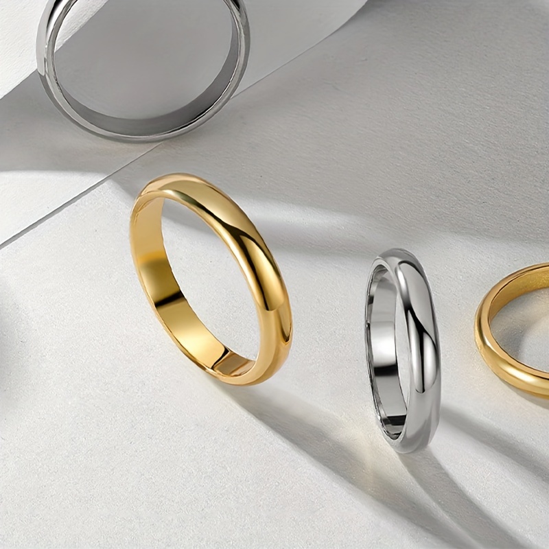 Wide Glossy Circle Ring Titanium Steel Pair Ring