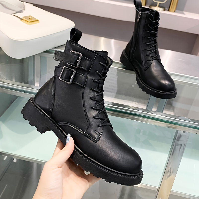 black non slip combat boots