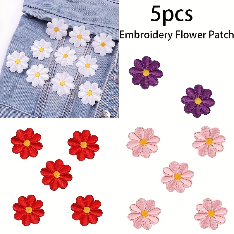 Pair of Iron On Flower Patches Sew On Patch Clothing Jeans Dress Flowe