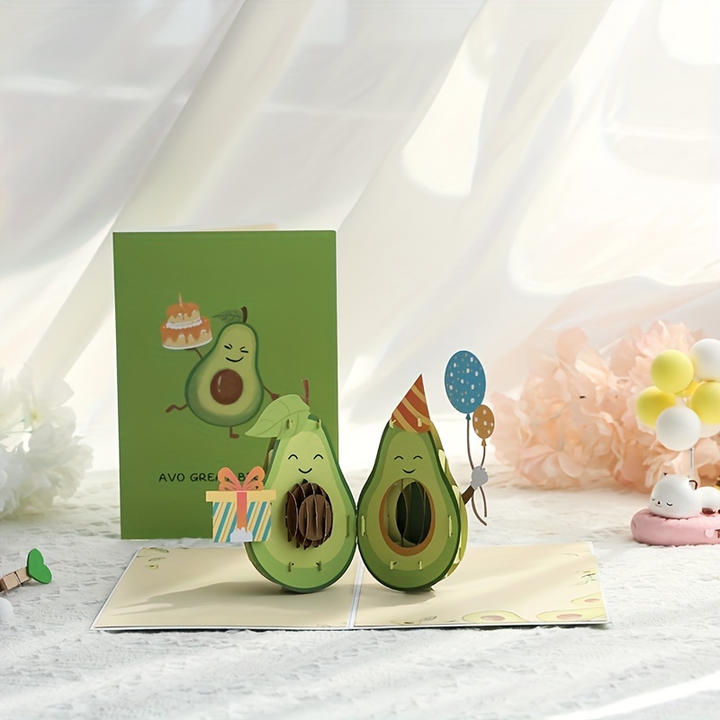 

Unique 3d Handmade Avocado Greeting Card - Perfect For Sending Birthday Wishes To Friends & Family!