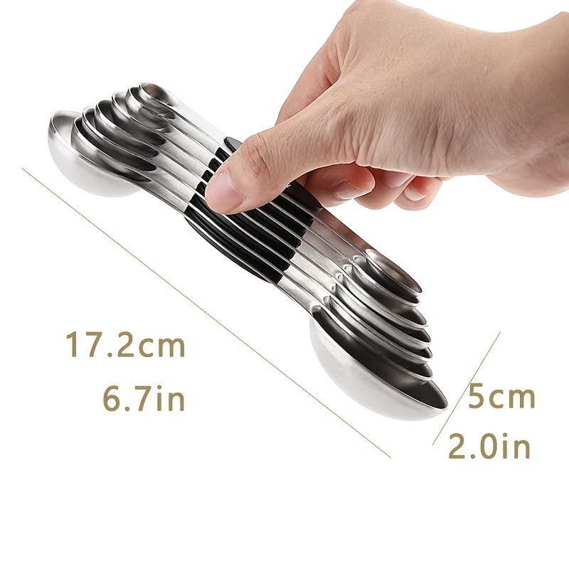  Magnetic Measuring Spoons Set Stainless Steel with Leveler-9pcs  Stackable Measuring Cups for Baking-Measuring Cups and Spoon Set Kitchen  Gadgets Apartment Essentials Fits in Spice Jars: Home & Kitchen