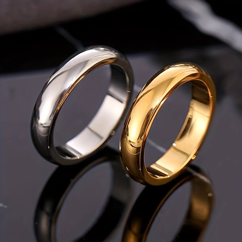 Wide Glossy Circle Ring Titanium Steel Pair Ring