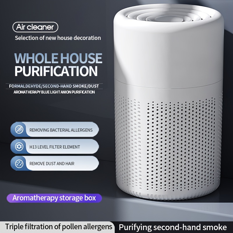 MORENTO Purificadores de aire para dormitorio, filtro HEPA H13 verdadero  para humo, alergias, olor a caspa de mascotas con esponja de fragancia