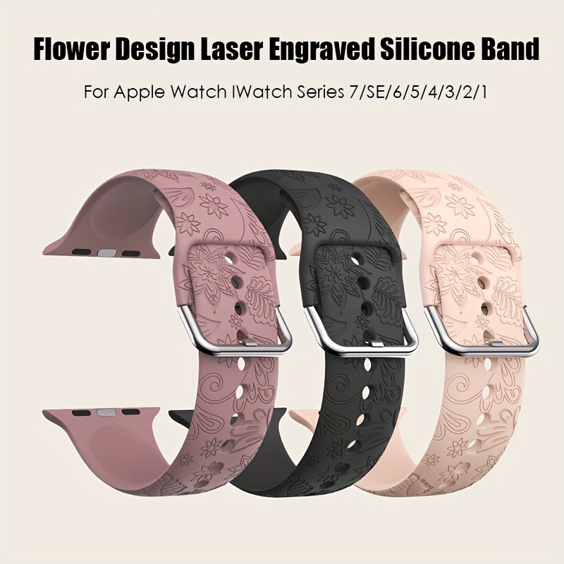 Stars Silicone Watch Band, 38MM 40MM 42MM 44MM Laser Engraved Watch Band