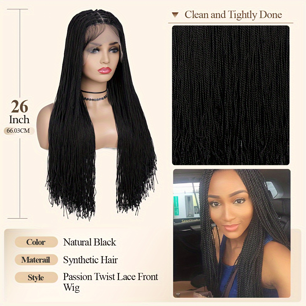 Long Black Wig Passion Twist Hair Lace Front Wig 13x6 Pre Temu