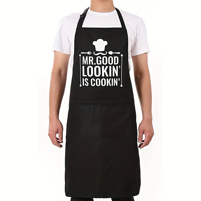 Funny Apron for Men with 2 Large Pockets One-Size-Fits-All Chef Apron for  Grilling, Cooking, Fits BBQ Grill Accessories,Phone