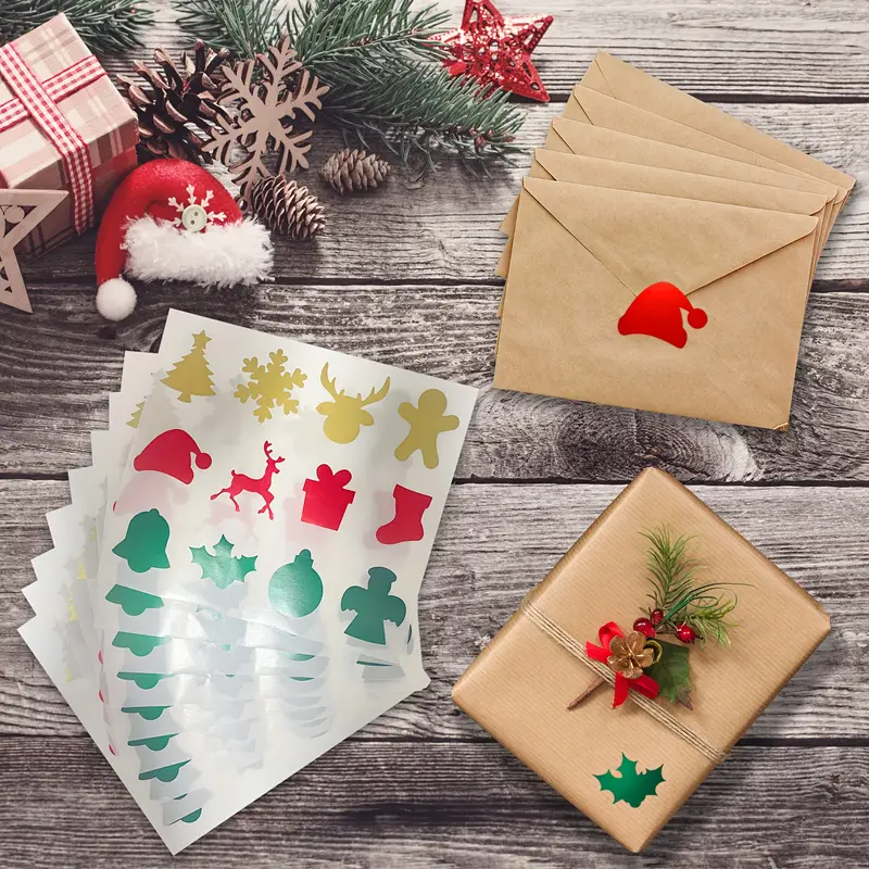 Christmas Envelope Seal Stickers Christmas Tree Labels Merry - Temu