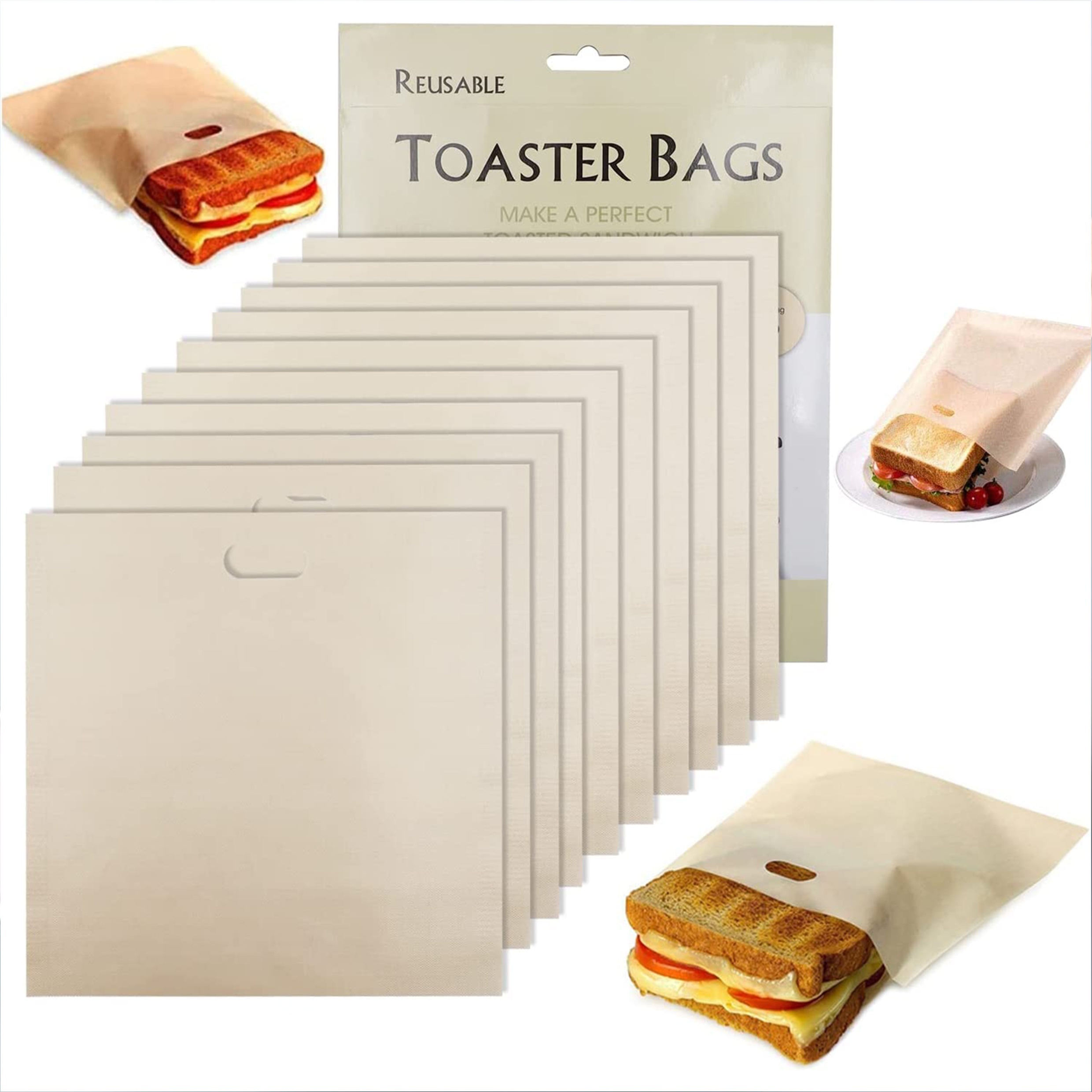 5Pcs/Set Reusable Toaster Bags Non-Stick Toasted Sandwich Bags