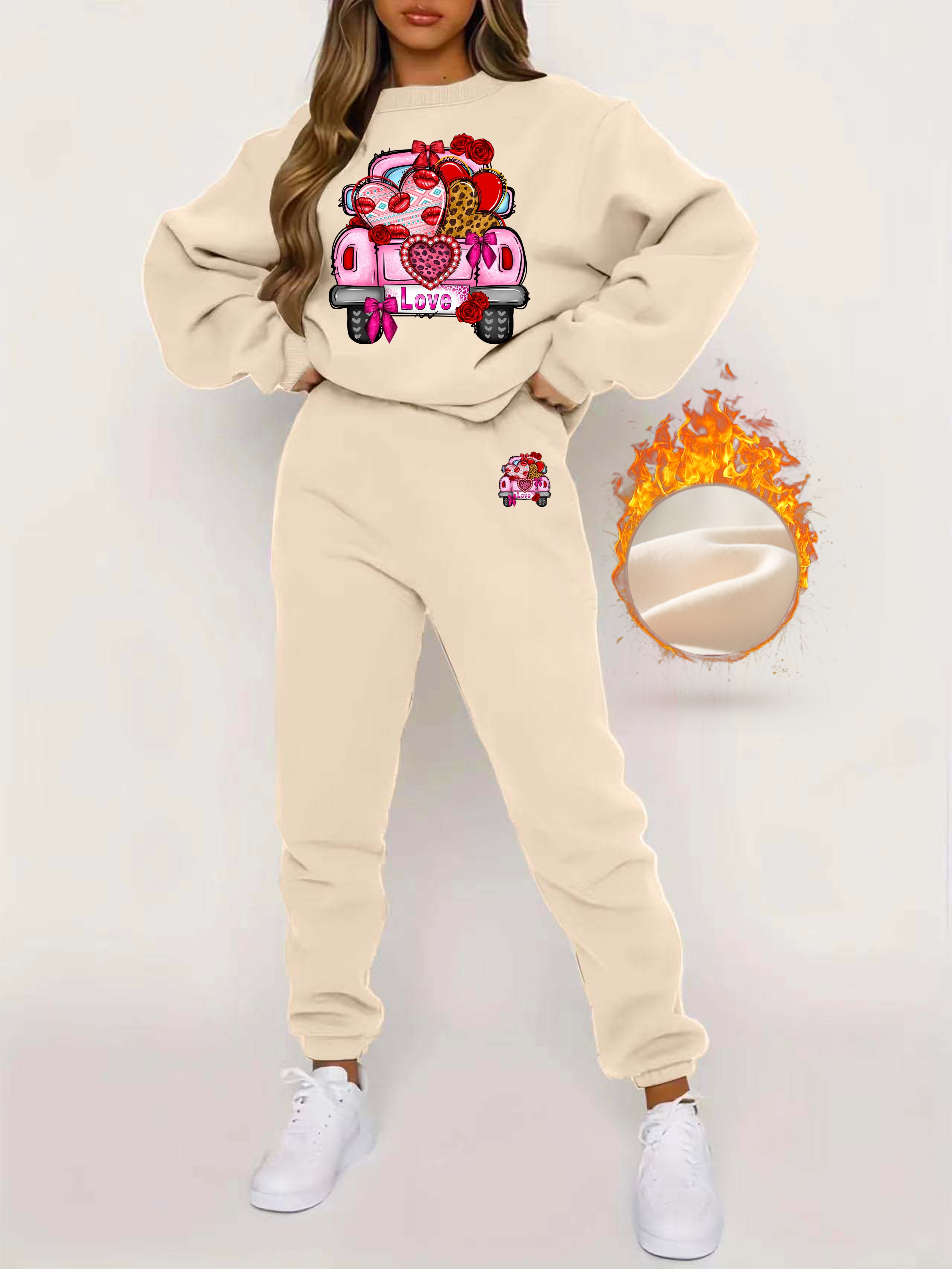 Buy Anthrilo Love Pink Girls Fleece Sweatshirt Jogger (Set of 2) online