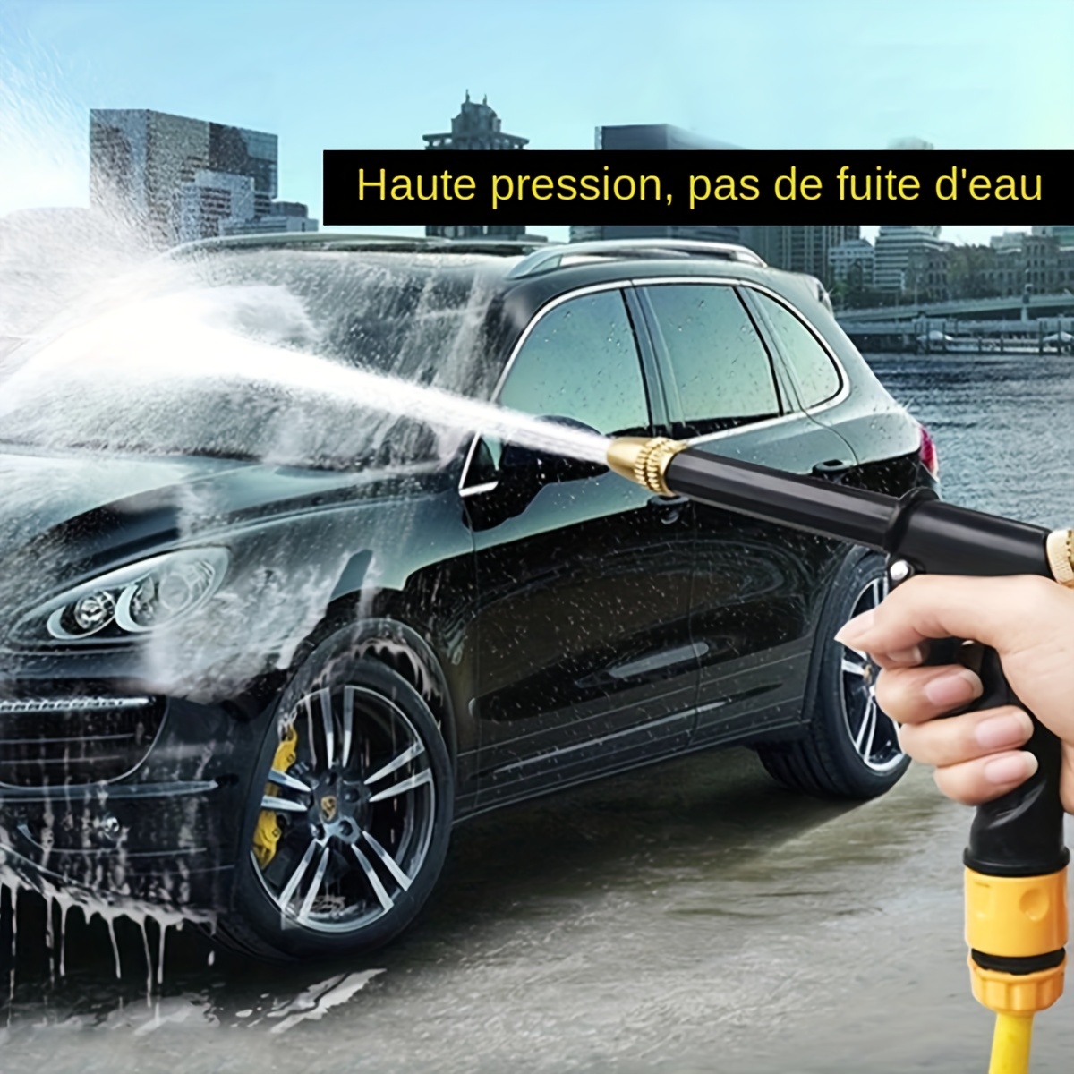 

1pc High Pressure Water Spray Lengthen, Heavy Duty Metal Handheld Water Nozzle, Car Washing Garden Tool (black)