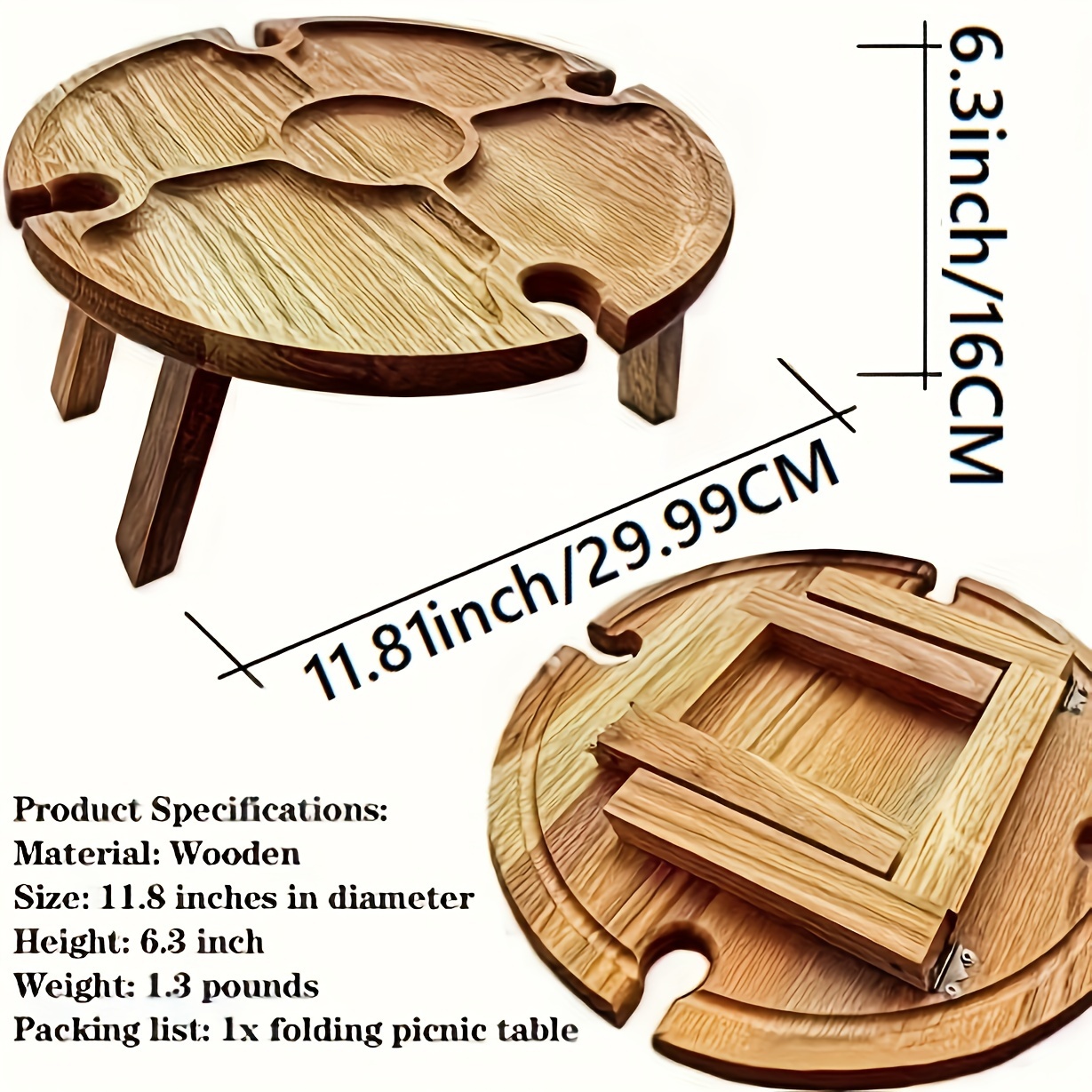 Multifunctional Portable Wine Picnic Table With 2 Bottle And 2 Wine Glasses  Holder, 1 Wooden Wine Table, Champagne Picnic Snack Table For Camping,  Beach, Outdoor, Indoor, Wine Lover Gift, Home And Outdoor Supplies - Temu