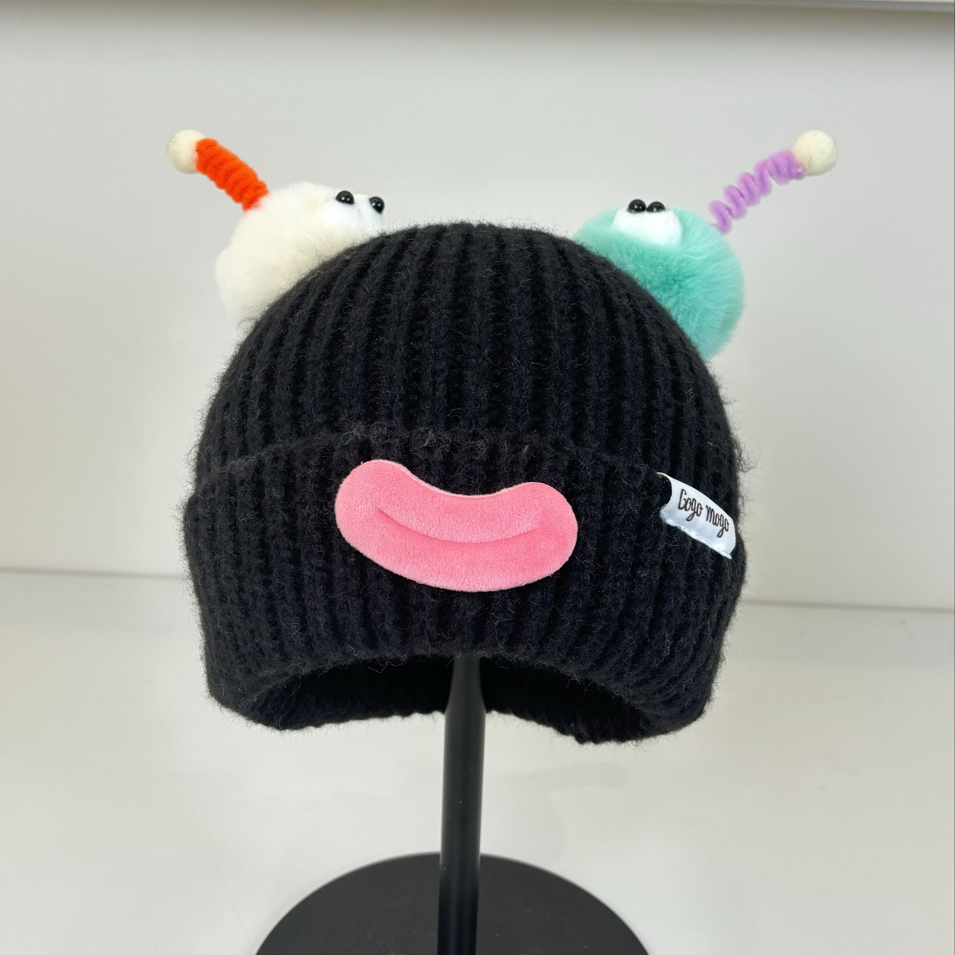 Funny Mouth Eyes Beanie Color Cartoon Knit Hats Temu