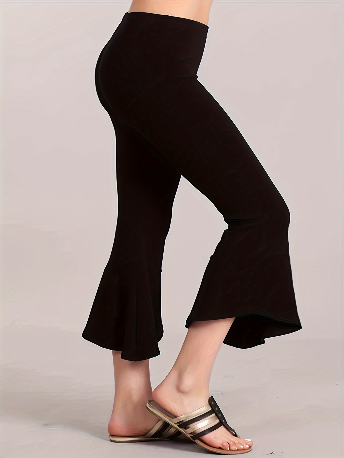 Plus Size Casual Pants Women's Plus Solid Wide Band Waist - Temu