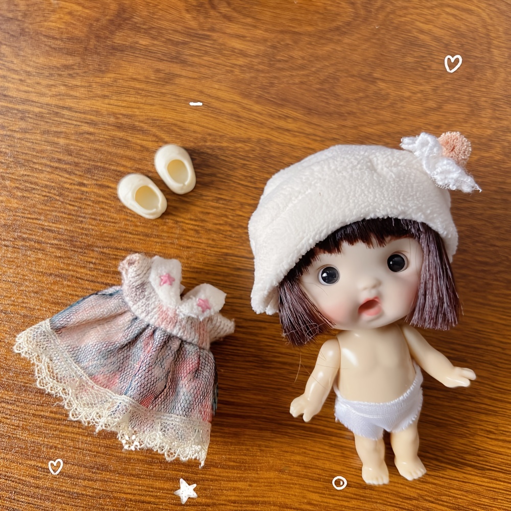 Mini boneca de desenho animado 10cm, boneca de rosto adorável com roupas