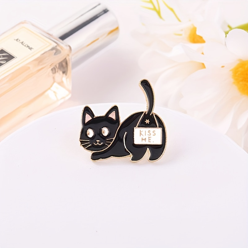 Adorable Cat Cartoon Brooch Pin, Fun Accessory