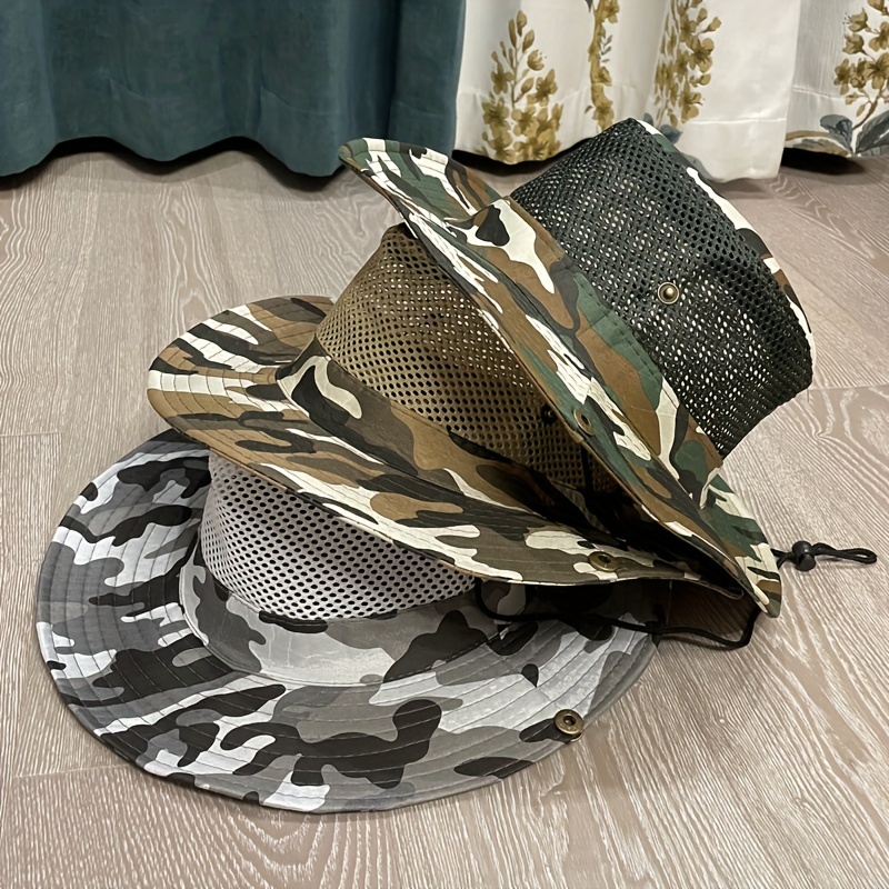 Summer Mens Bucket Hat Large Brim Camouflage Sun Hat Outdoor Mountaineering  Fishing Hat Hollow Breathable Sun Protection Hat Sun Hat - Jewelry &  Accessories - Temu Netherlands