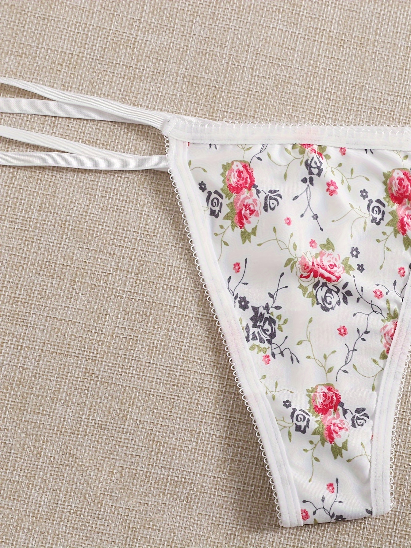 Floral Print Thongs Soft Comfy Stretchy Intimates Panties - Temu