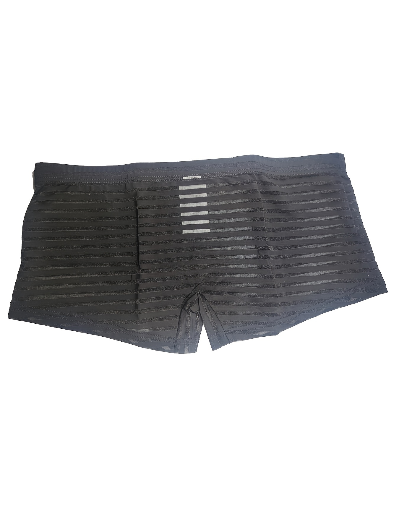 Men's Fashion Striped Mesh See Black Underwear Boxers - Temu