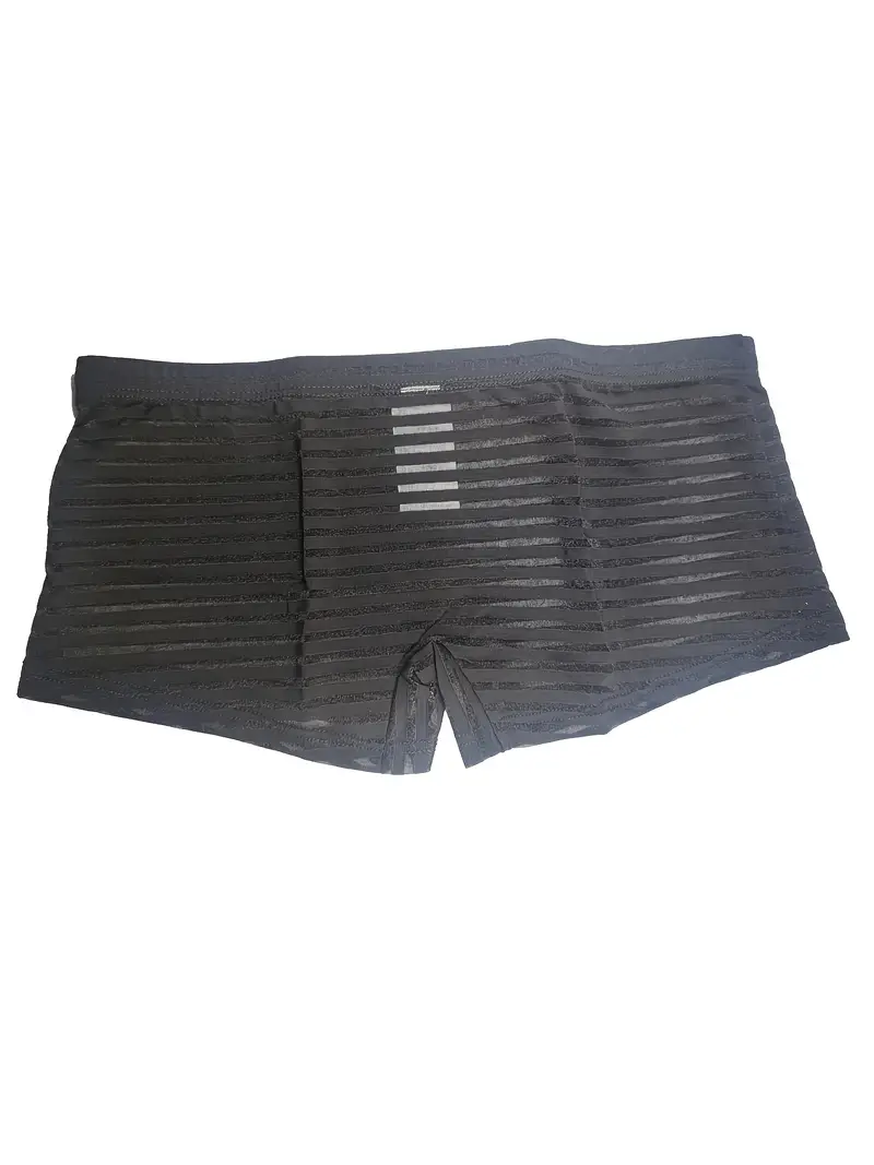 Boxers de malla a rayas de moda para hombres, negros y transparentes,  calzoncillos transparentes, boxers y calzoncillos