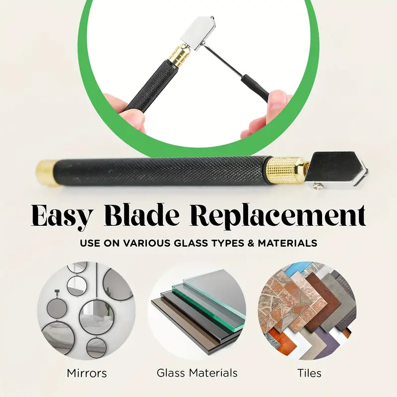 Glass Cutter 2mm-20mm, Upgrade Glass Cutter Tool, Pencil Style Oil Feed Carbide Tip for Glass Cutting/Tiles/Mirror/Mosaic.