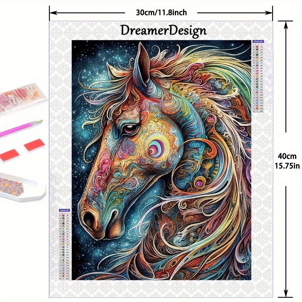 Horse Head Full Round Diamond Painting Kit 5d Diy Diamond - Temu