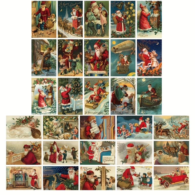 

30pcs Vintage Greeting Cards Without Envelopes, Christmas Postcard, Retro Christmas Cards, Christmas Greetings For Friends And Relatives, Perfect For Scrapbooking, Diy Decorations & Gifts