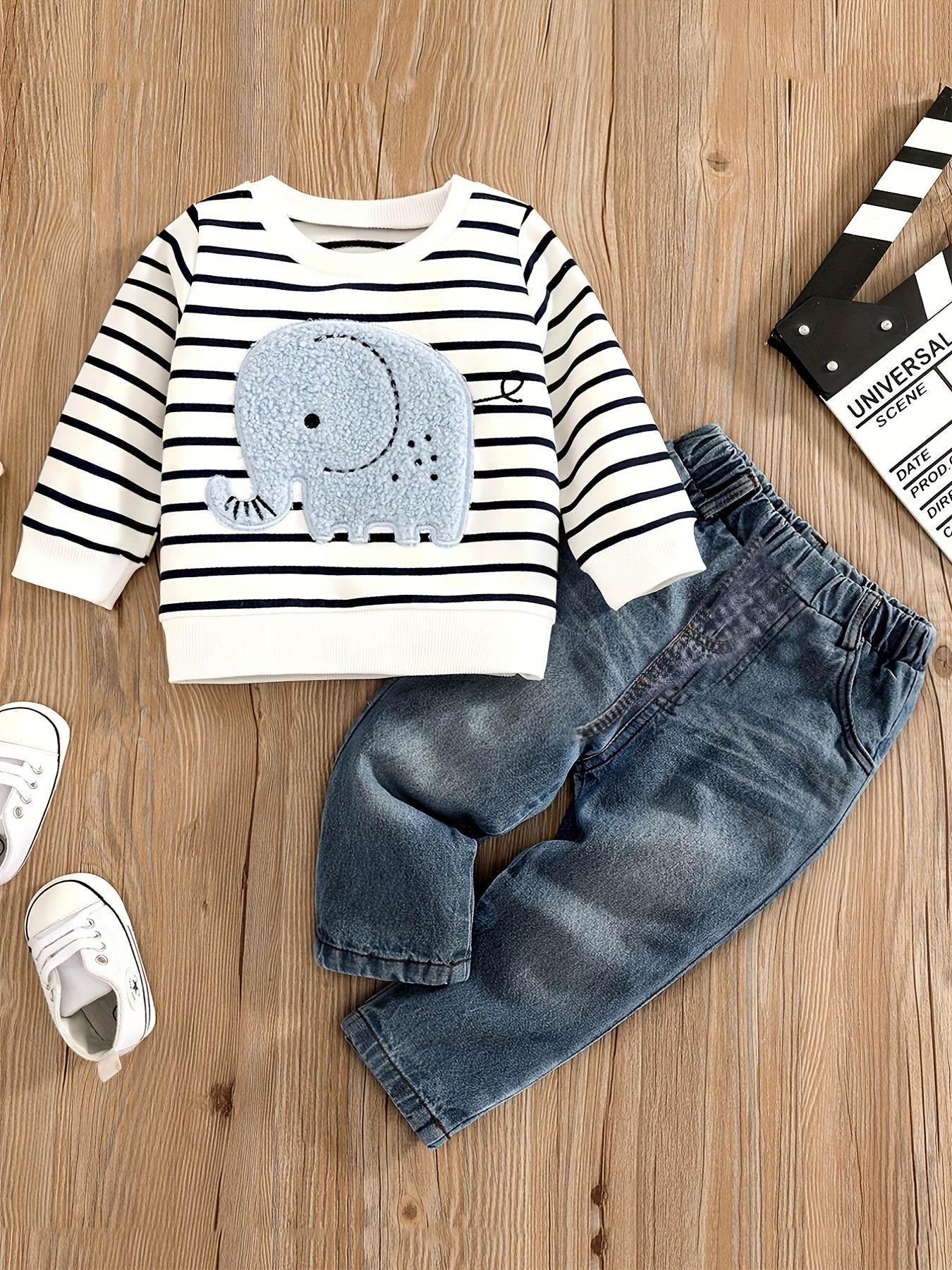 New 2pcs Toddler Kids Baby Boy Infant T-shirt Top+Jeans Pants
