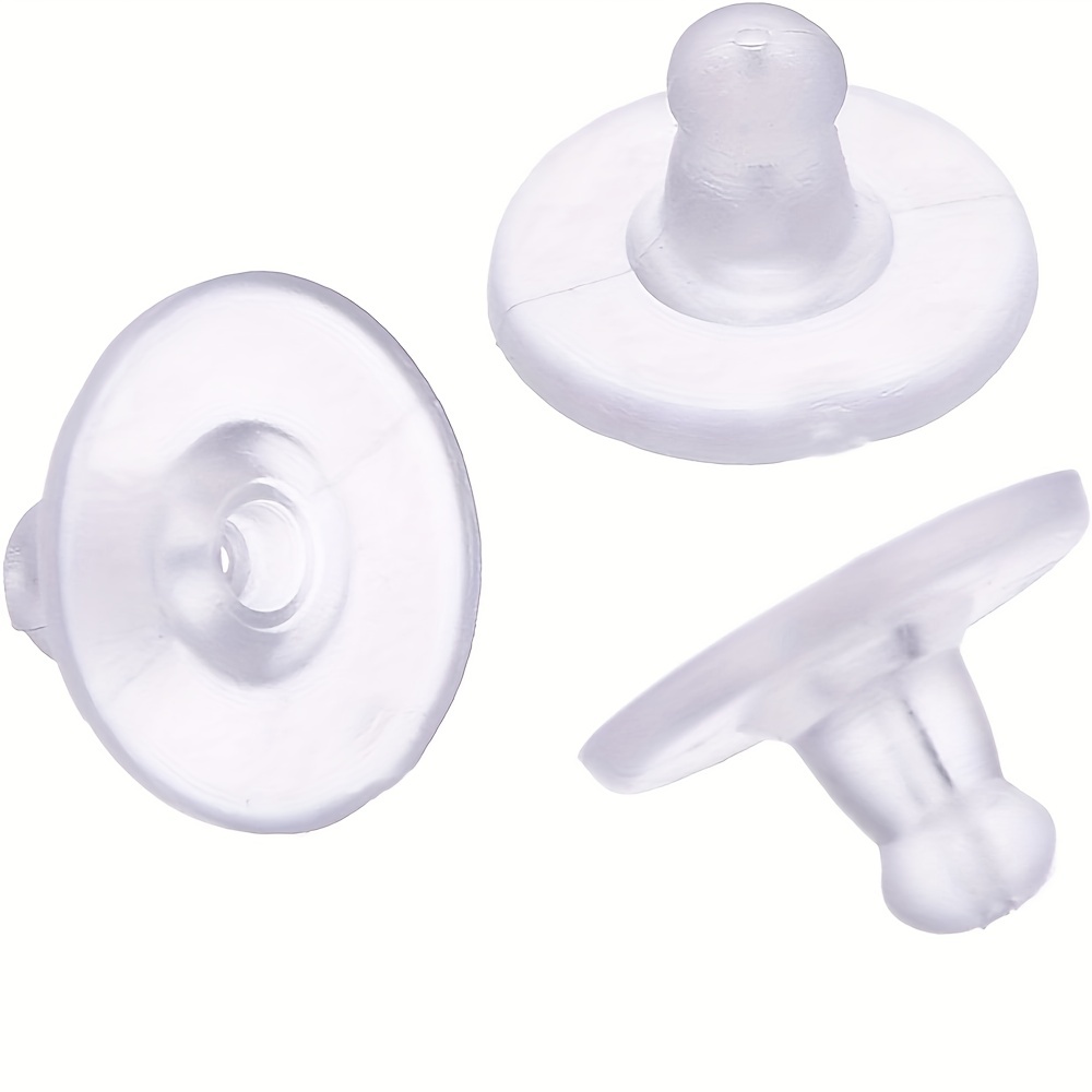 Earring Backs, Silicone Earring Backings, Clear Rubber Earring Safety Back  Stoppers, Soft Clutch Ear Locking with Pad (Pack of 100)