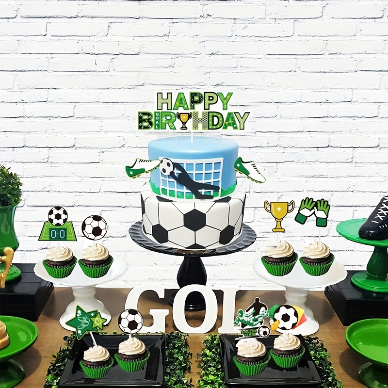 Decoración para tartas de fútbol, decoración de pastel de cumpleaños para  niños y hombres, decoración de feliz cumpleaños, suministros de fiesta