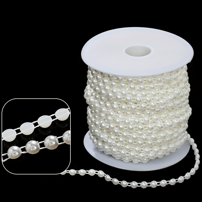 White Round Mini Beads Chain Roll Garland Flowers Acrylic - Temu