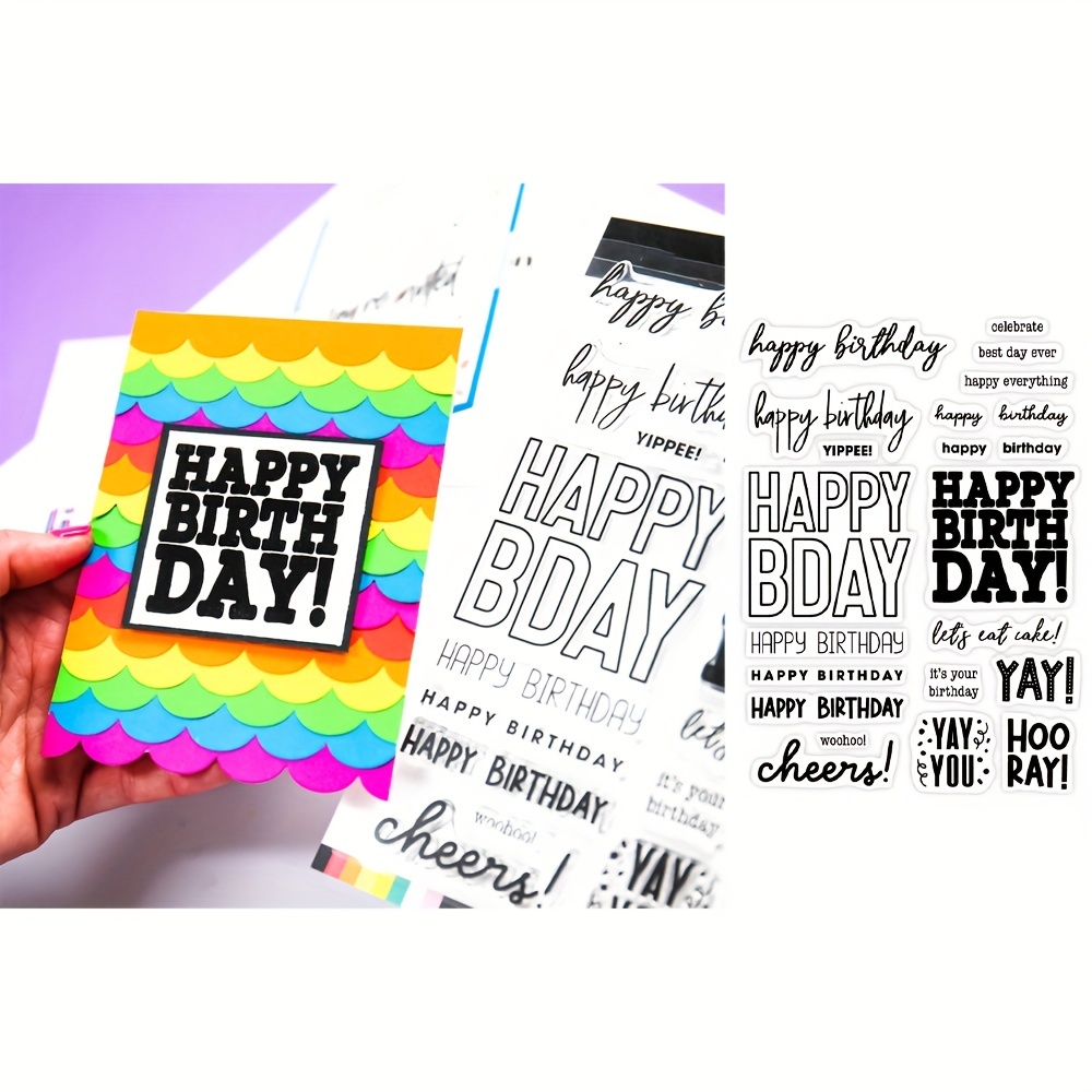 Happy Birthday Expressions Stamps For Diy Scrapbooking Album - Temu