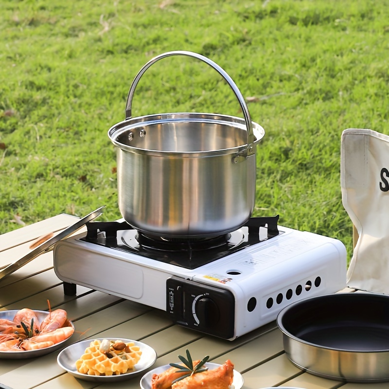6pcs Stainless Steel Outdoor Cookware Set with Storage Bag