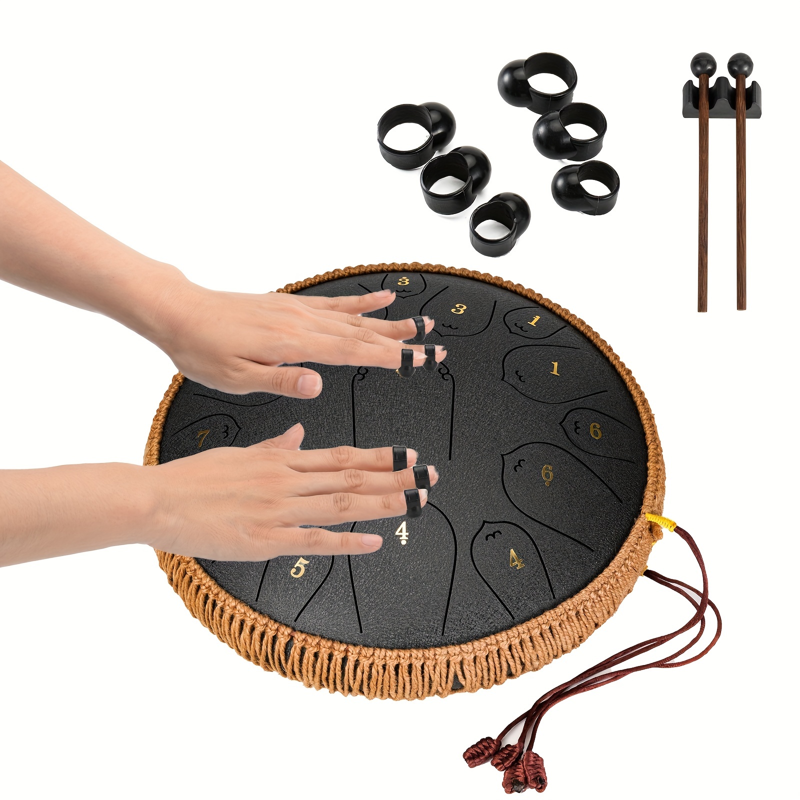 Tongue Drum - Steel Tongue Drum - 12 pouces 13 notes C Key Handpan Drum -  Kit