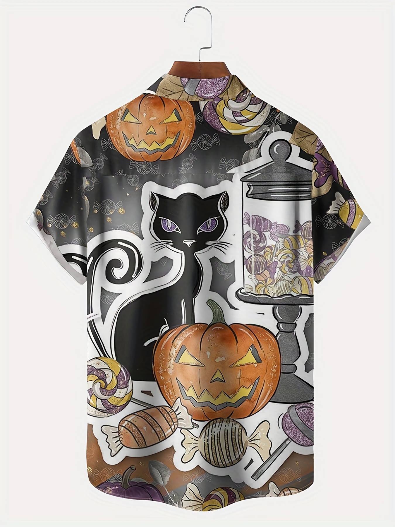 Halloween Style Print Mens Casual Short Sleeve Shirt Mens Shirt