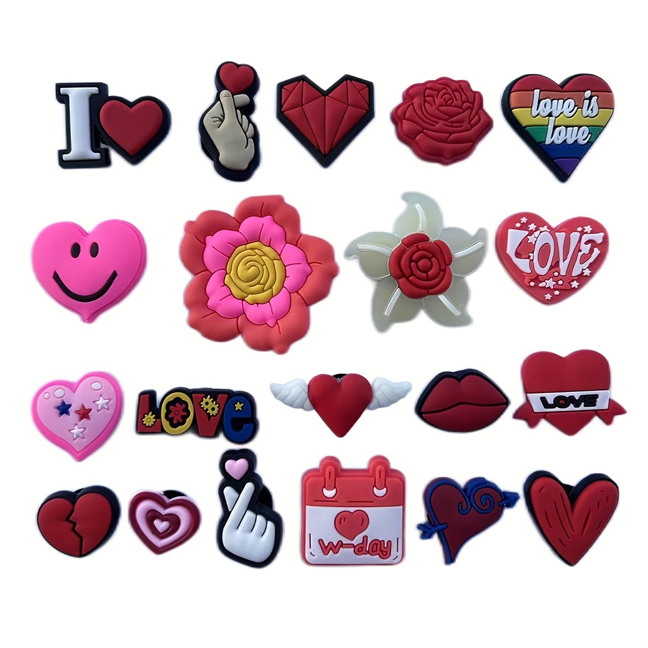 7/10/25pcs Valentine's Day Theme Shoe Decorations Charms for Clogs, Shoe Accessories,Temu