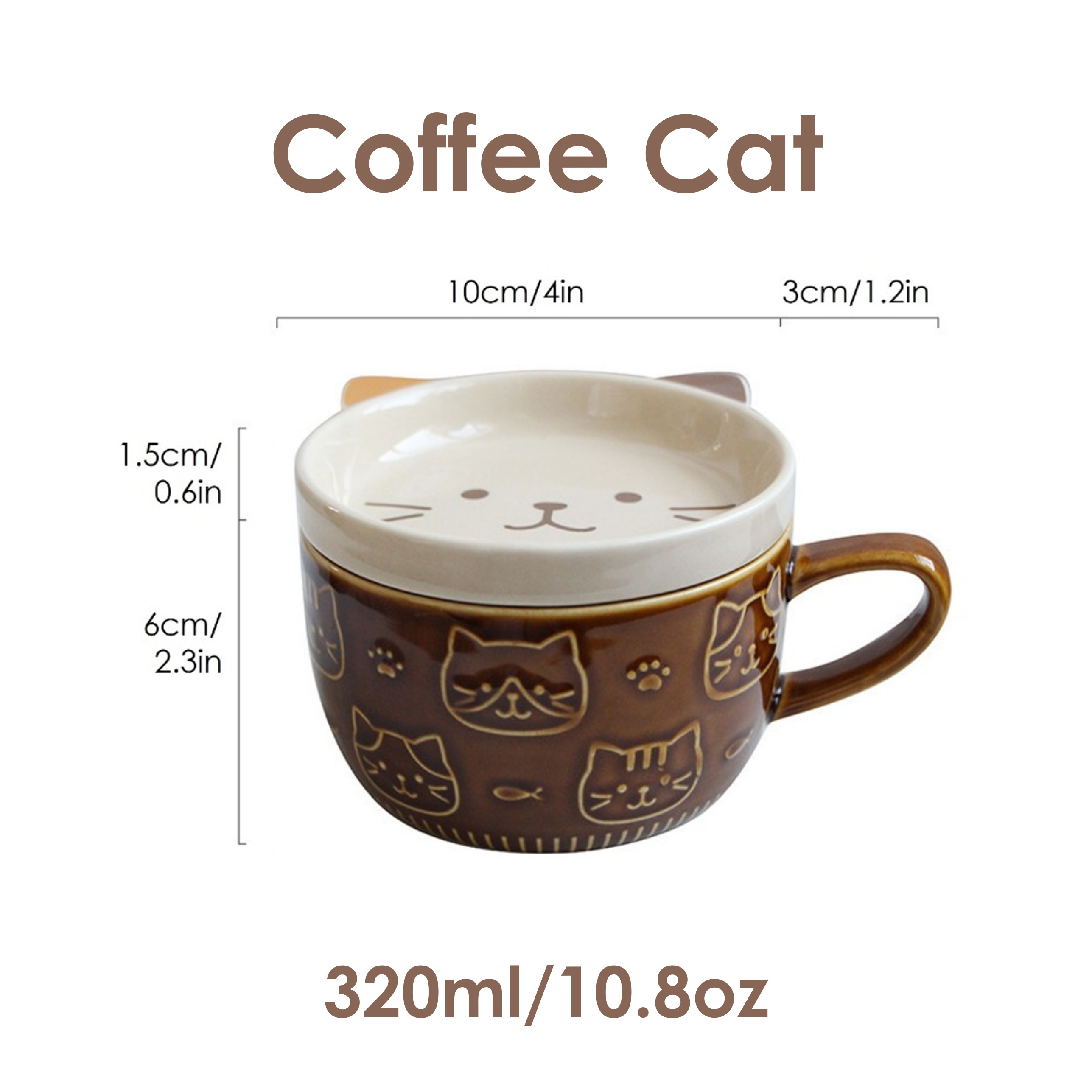 Cute Ceramic Cat Mugs With Lids Or Coaster Novelty Lovely - Temu