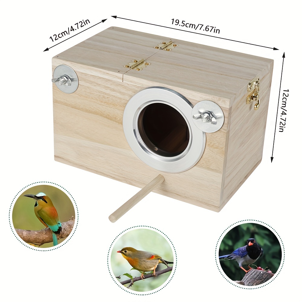 Boîte de nidification de perruches, boîte d'élevage d'oiseaux en bois pour  cage avec perche Nid de perruche en acrylique transparent pour les  tourtereaux Perruches Conures Pinsons petits et M