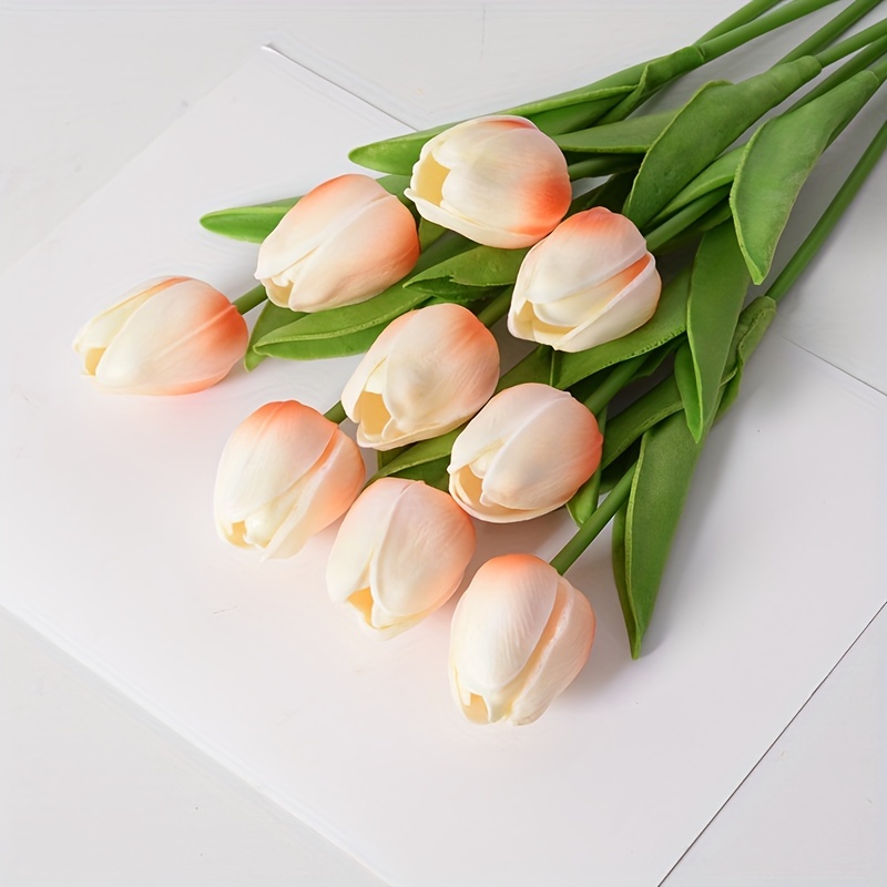 Comprar 6 piezas de tulipanes artificiales para decoración, tulipanes  falsos de aspecto real, flores de tacto real, arreglos florales para mesa,  hogar, oficina, decoración de boda