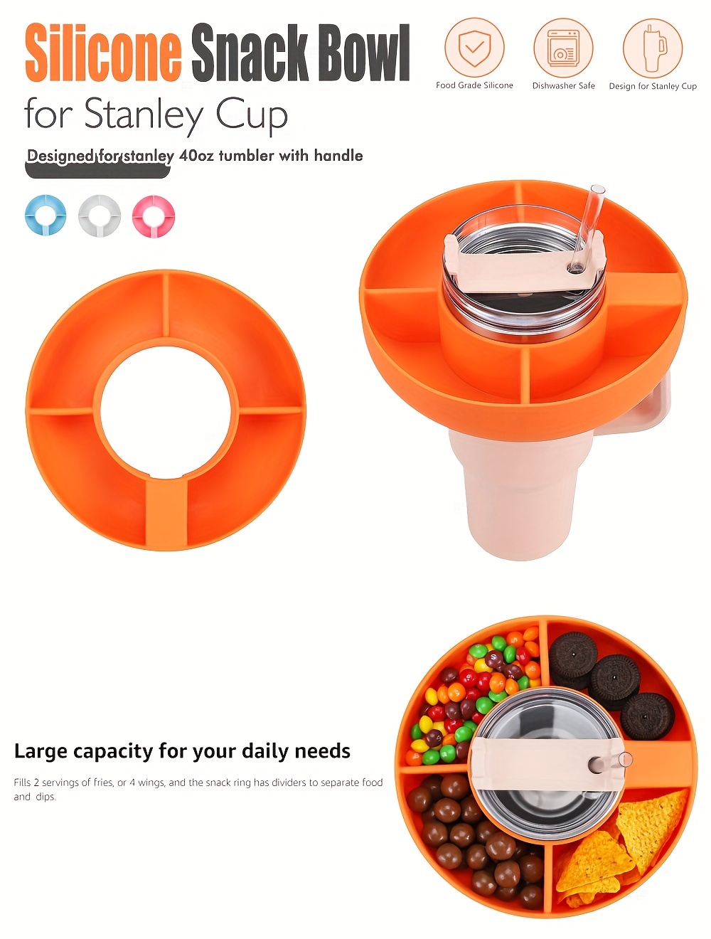 Snack Bowl Reusable Snack Ring Compatible With Stanley - Temu