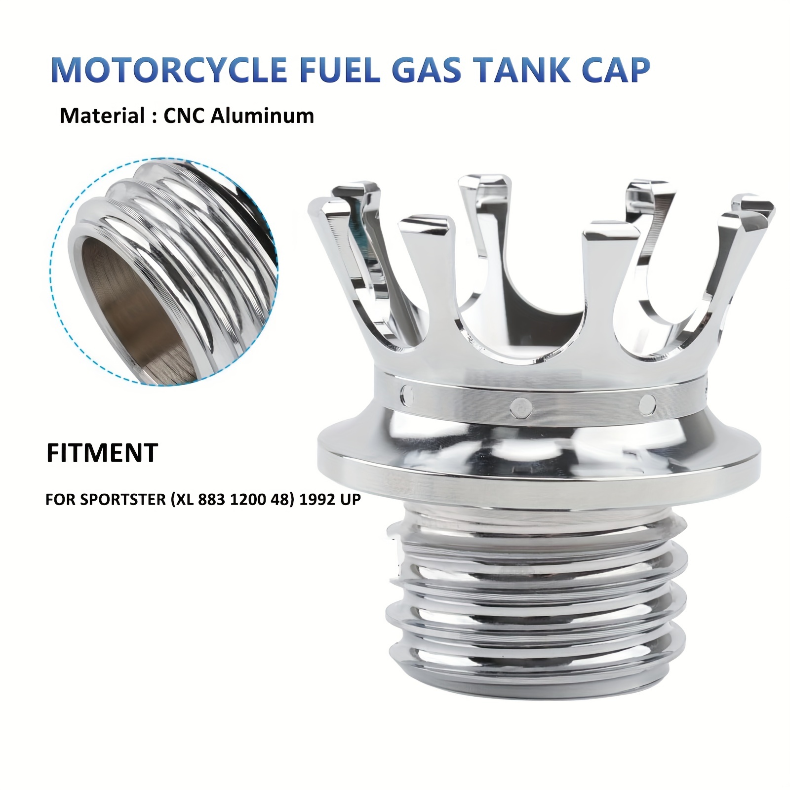 Motorcycle Gas Tank Fuel Tank Cover Crown Style Aluminum - Temu