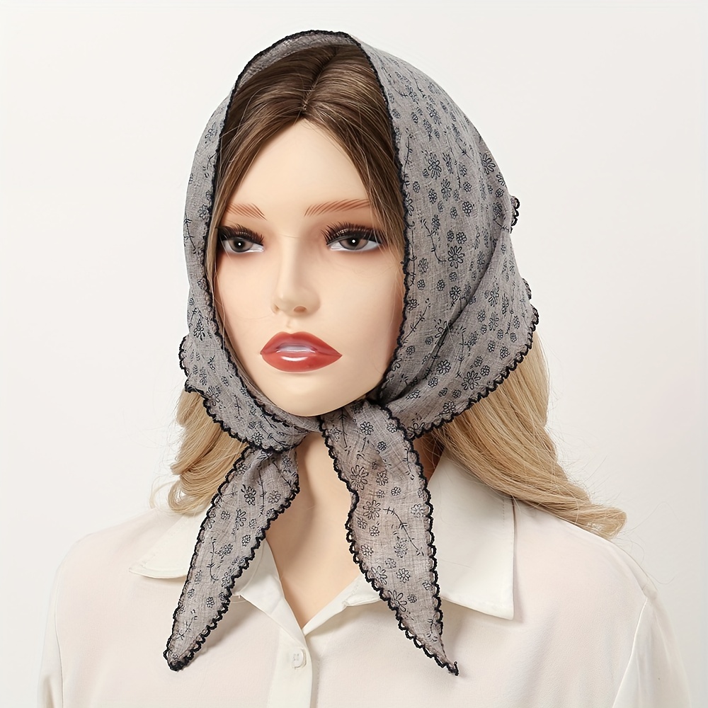 Floral Triangle Scarf Lace Head Wrap Bandana Boho Solid
