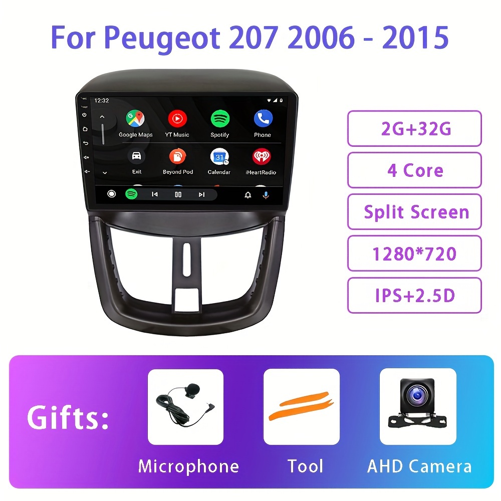 32GB For PEUGEOT 207 2006-2015 Android 11.0 Apple Carplay Car Stereo GPS  Radio