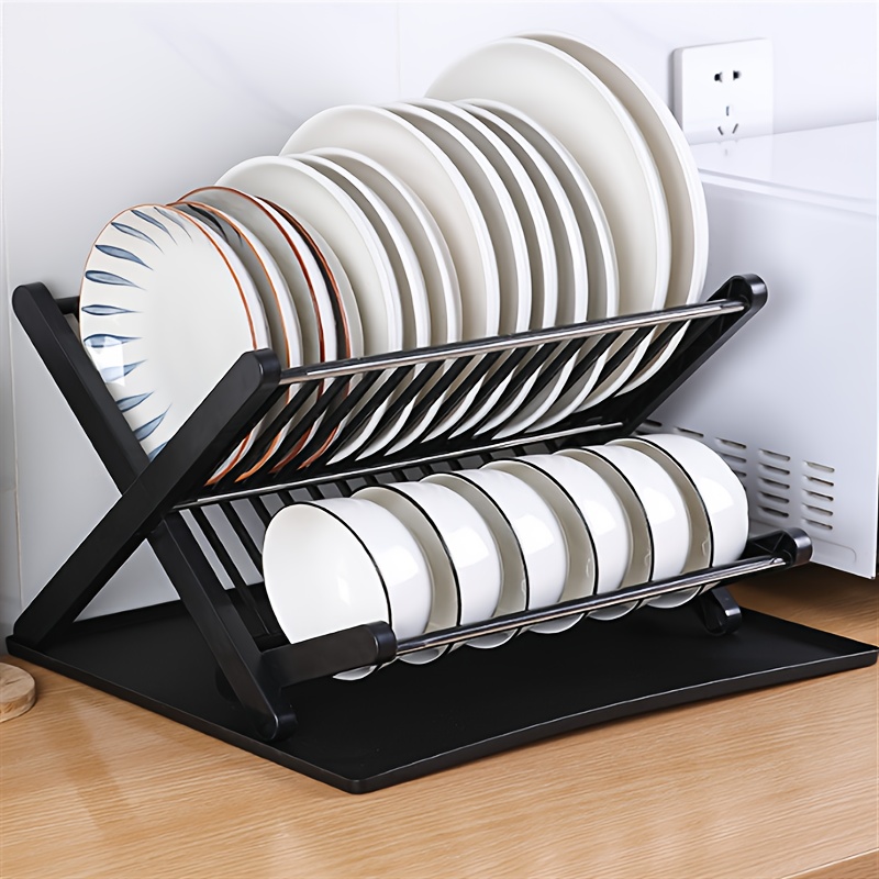 Plastic foldable dish drainer rack