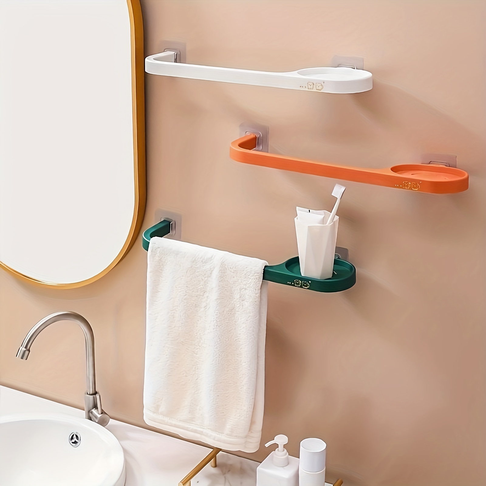 Bathroom Towel Rack Bathroom Perforation free Storage Shelf - Temu