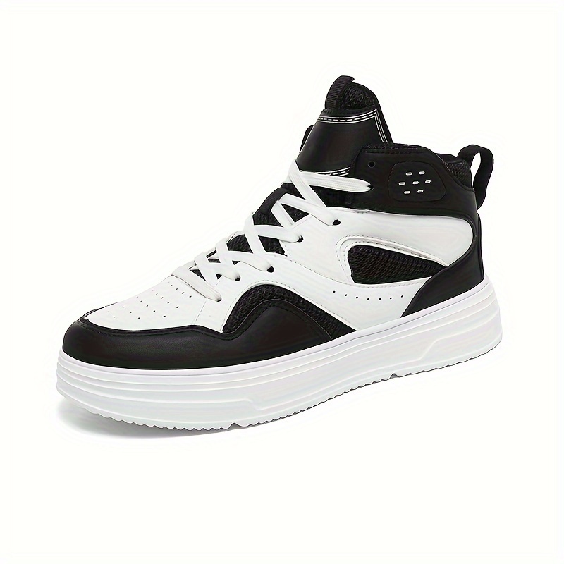 Plus Size Men's Trendy Solid/Colour Block High Top Skate Shoes, Comfy Non Slip Casual Soft Sole Sneakers For Men's Outdoor Activities